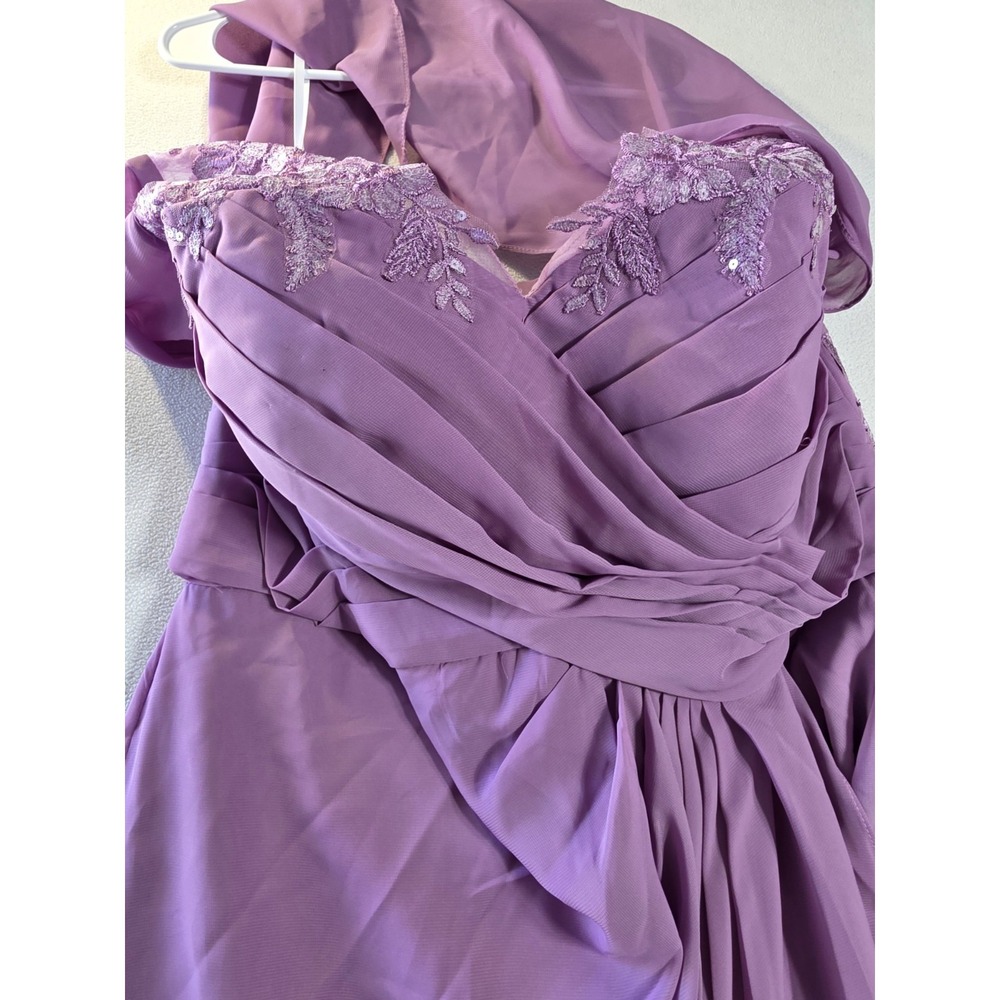 Women's Lavender Formal Evening Gown Size 18 Lace Sequin Strapless Dress Shawl